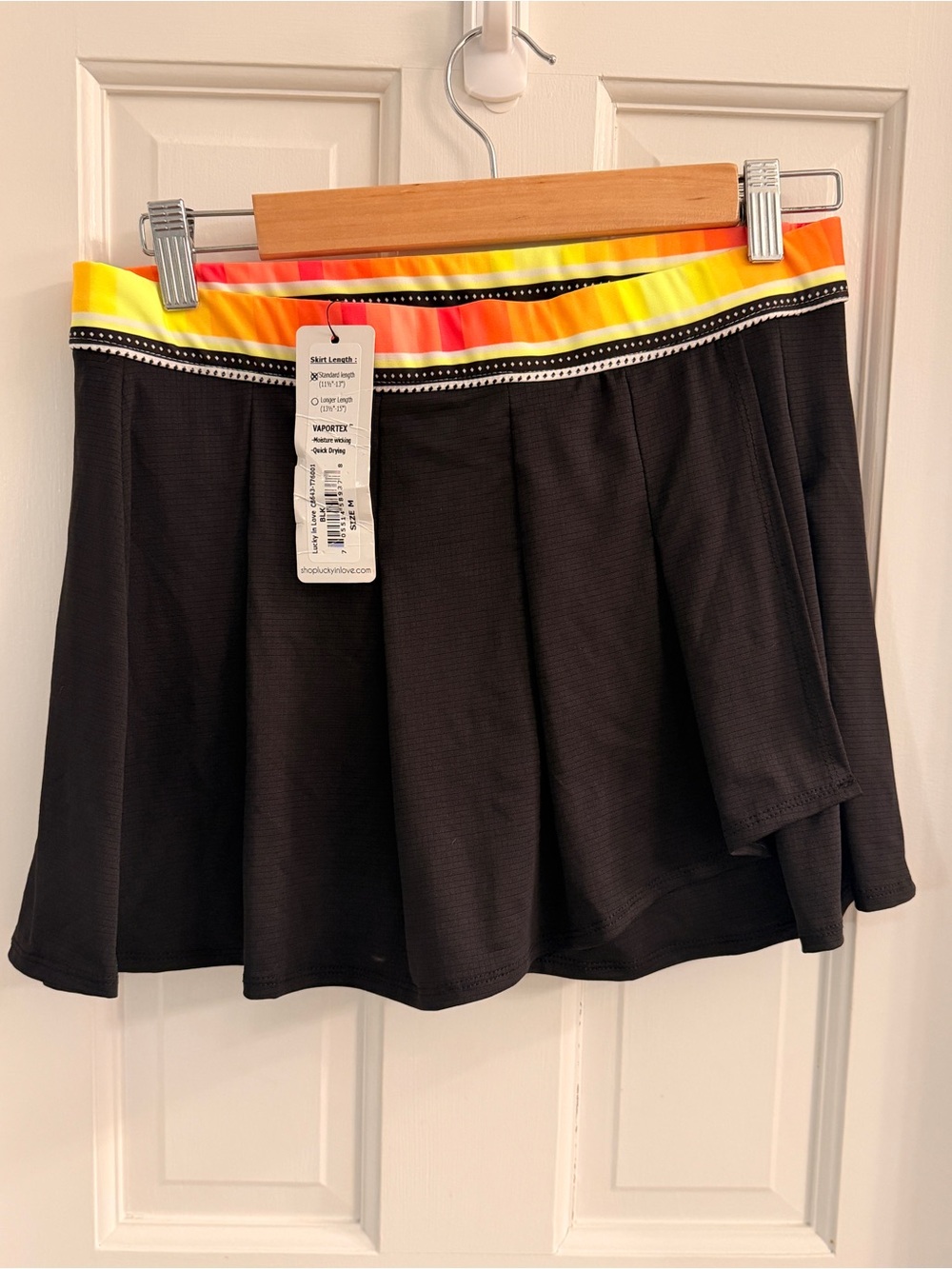 Lucky in Love Black Active Skirt with Neon Stripe Waistband